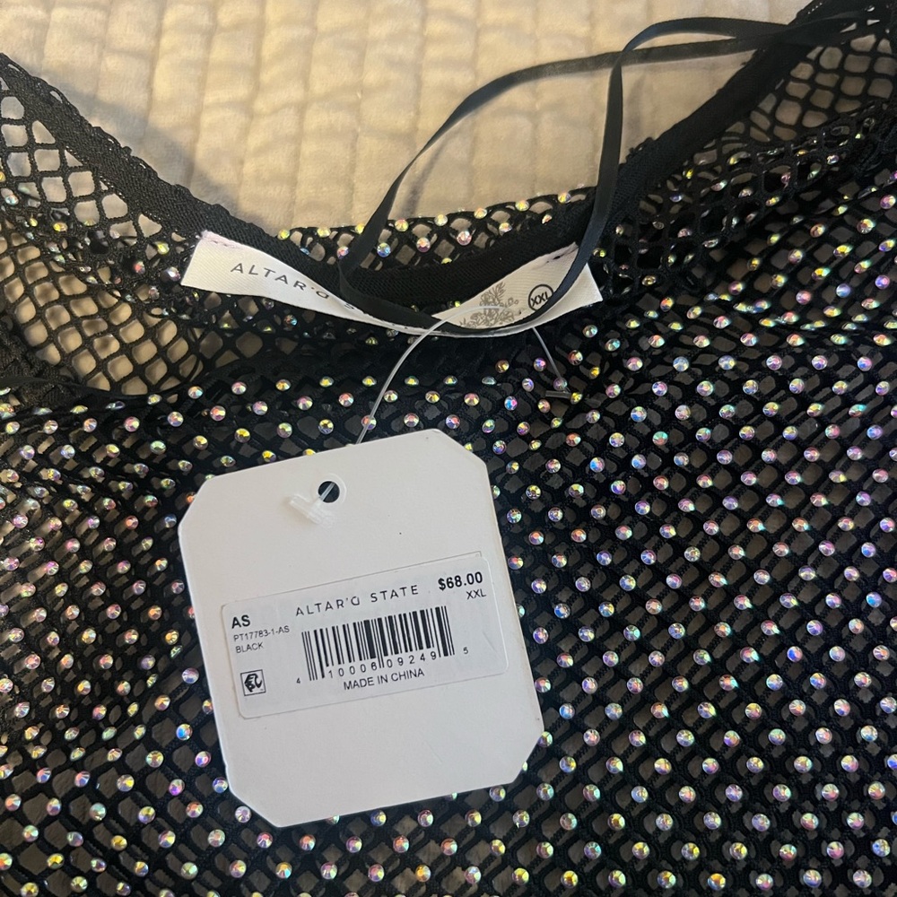 Altar'd State Black and Silver Mesh Blouse - Picture 7 of 7